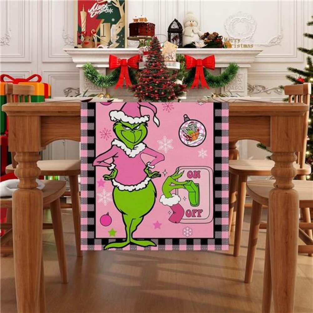 Pink Christmas Table Runner 13x72 Inches Long, Pink Christmas Decor Christmas